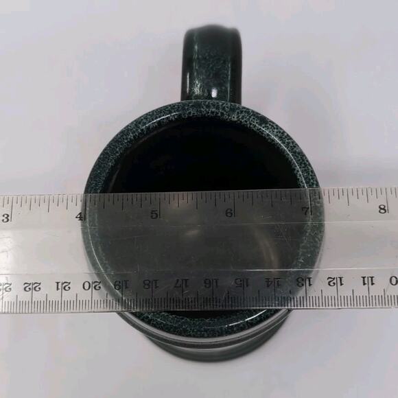 Deneen Pottery Bones Coffee Co Irish Cream Coffee Mug Green Stoneware Skeleton - Picture 9 of 11